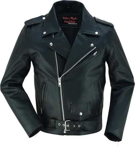 Daniel Smart Men Motorcycle Leather Jacket Black Economy Biker Leather Jacket with Concealment Armory Pocket in Kuwait