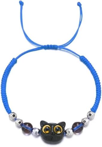 Black Cat Strand Bracelet Kawaii Kitten Adjustable Braided Bracelet Friendship Birthday Jewelry Gifts for Animals Lovers in Saudi Arabia