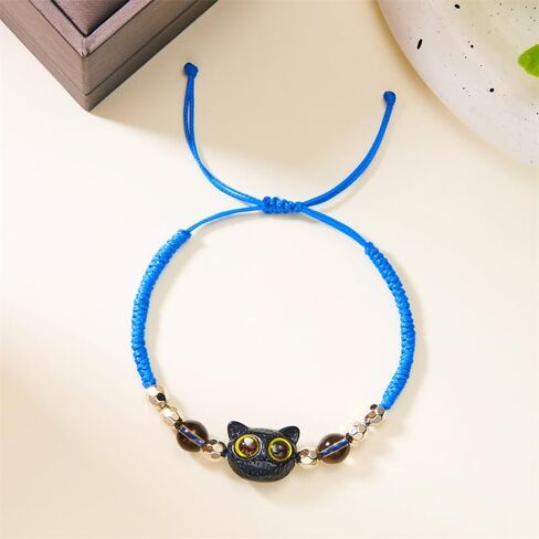 Black Cat Strand Bracelet Kawaii Kitten Adjustable Braided Bracelet Friendship Birthday Jewelry Gifts for Animals Lovers in Saudi Arabia