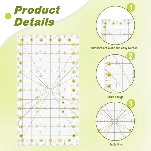 Quilting Ruler 6.5 X 12 Inch Acrylic Ruler Clear Fabric Ruler Plastic Sewing Guides Rulers Grid Ruler DIY Crafts Fabric Cutting Ruler for Precision Cutting Fabric Paper in Saudi Arabia