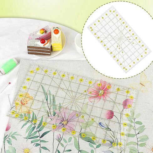 Quilting Ruler 6.5 X 12 Inch Acrylic Ruler Clear Fabric Ruler Plastic Sewing Guides Rulers Grid Ruler DIY Crafts Fabric Cutting Ruler for Precision Cutting Fabric Paper in Saudi Arabia