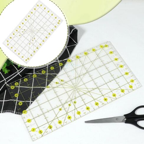 Quilting Ruler 6.5 X 12 Inch Acrylic Ruler Clear Fabric Ruler Plastic Sewing Guides Rulers Grid Ruler DIY Crafts Fabric Cutting Ruler for Precision Cutting Fabric Paper in Saudi Arabia