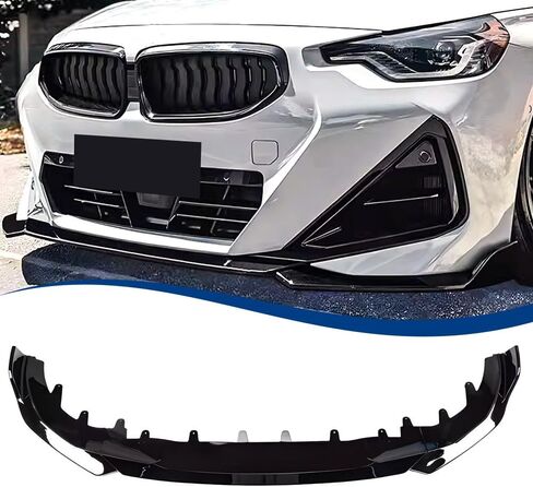 Front Lip Compatible with 2-Series (2014-2021) F22 M-Sport Model ABS Gloss Black Bumper Air Splitter (Gloss Black, F22) in Kuwait
