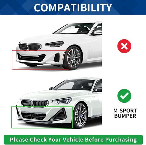 Front Lip Compatible with 2-Series (2014-2021) F22 M-Sport Model ABS Gloss Black Bumper Air Splitter (Gloss Black, F22) in Kuwait