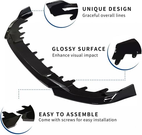 Front Lip Compatible with 2-Series (2014-2021) F22 M-Sport Model ABS Gloss Black Bumper Air Splitter (Gloss Black, F22) in Kuwait