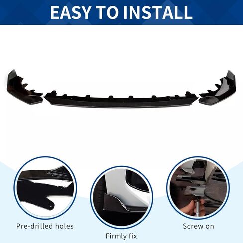 Front Lip Compatible with 2-Series (2014-2021) F22 M-Sport Model ABS Gloss Black Bumper Air Splitter (Gloss Black, F22) in Kuwait
