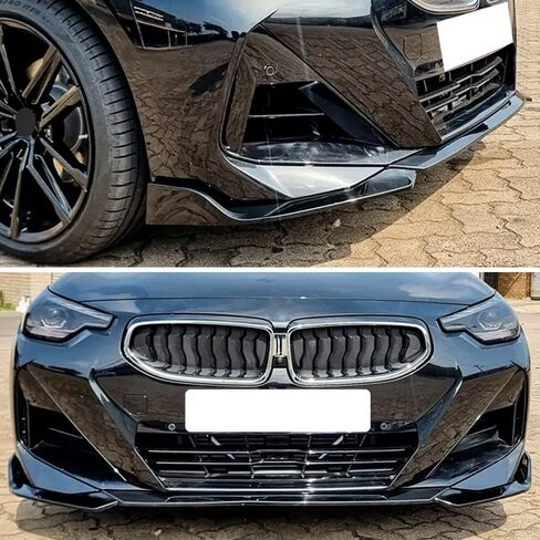 Front Lip Compatible with 2-Series (2014-2021) F22 M-Sport Model ABS Gloss Black Bumper Air Splitter (Gloss Black, F22) in Kuwait