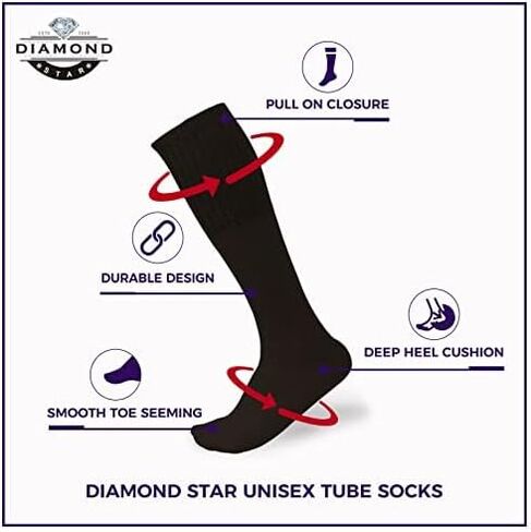 Diamond Star Tube Socks Men 6 Pairs Premium Cushion Cotton Over The Calf Athletic Knee High Socks For Men in Kuwait