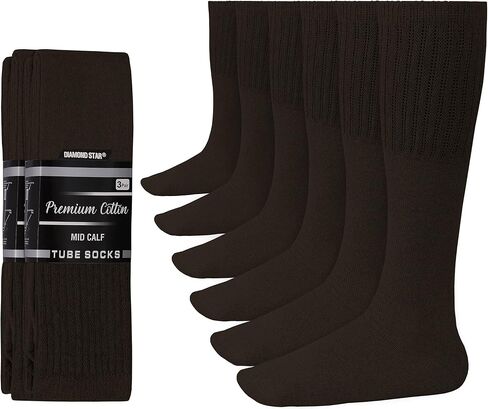 Diamond Star Tube Socks Men 6 Pairs Premium Cushion Cotton Over The Calf Athletic Knee High Socks For Men in Kuwait