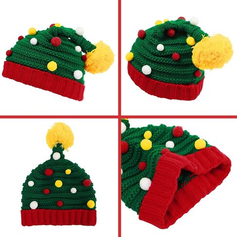 2PCS Christmas Knitted Hats Women Men Crochet Beanie Santa Hats Elf Hats Xmas Party Caps in Kuwait