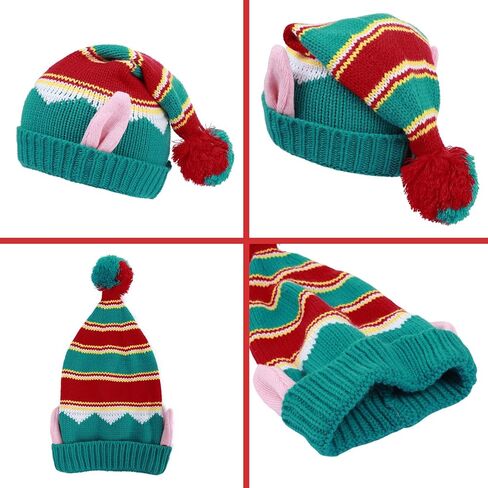 2PCS Christmas Knitted Hats Women Men Crochet Beanie Santa Hats Elf Hats Xmas Party Caps in Kuwait