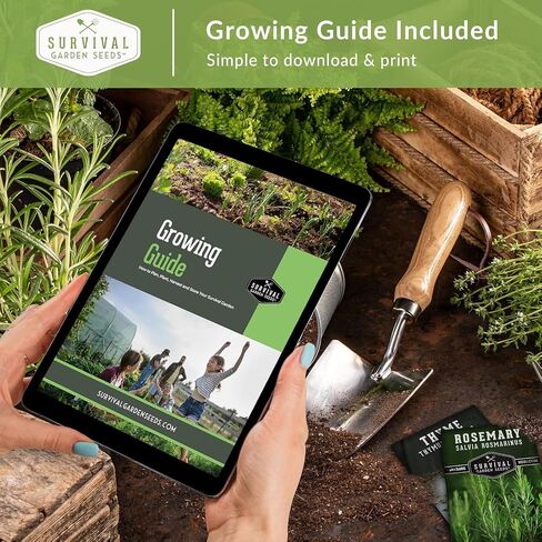 مجموعة بذور Survival Garden Home Garden - 30 عبوة تحتوي على 18,500+ خضروات غير معدلة وراثيًا وفواكه وبذور أعشاب للزراعة - زراعة ونمو أغذية البقاء على قيد الحياة ومعدات الاستعداد للطوارئ in Kuwait