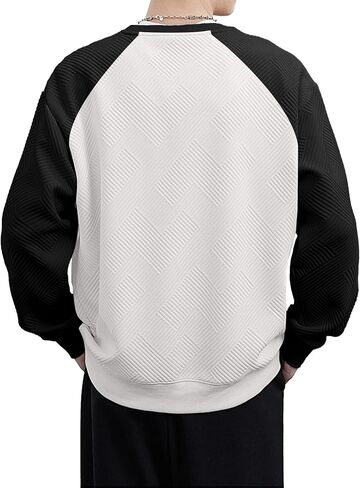 HOTake Men's Crewneck Sweatshirts Long Sleeve Solid Color Geometric Texture Casual Pullover Shirt in Saudi Arabia
