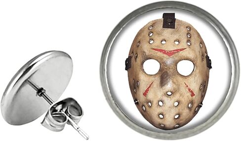 Jason Voorhes Horror Halloween Earrings Stud, Cosplay Metal Ear Studs, Gifts for Women, Men in Saudi Arabia