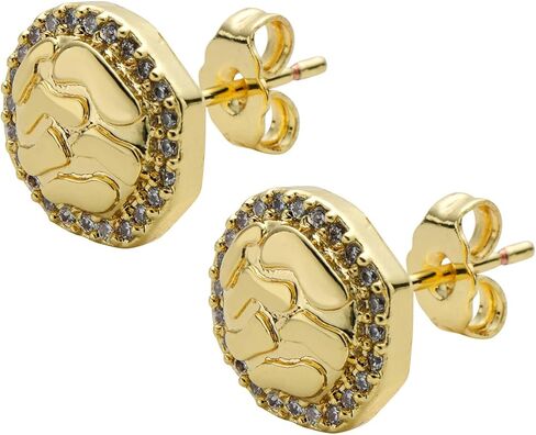 14K Gold Plated Nugget Earrings For Men，Cubic Zirconia Earrings Studs Gold，Unisex Round Roung Textured Cookie Nugget Stud in Saudi Arabia