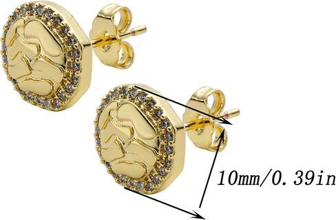 14K Gold Plated Nugget Earrings For Men，Cubic Zirconia Earrings Studs Gold，Unisex Round Roung Textured Cookie Nugget Stud in Saudi Arabia