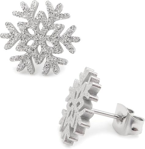 Steelmeup Stainless Steel Season Greeting Winter Holiday Post Stud Earrings Snowman Star Snowflake in Kuwait