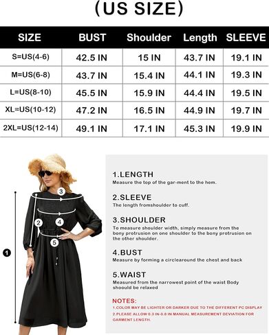 Women's Casual 3/4 Sleeve Fall Floral-Embroidered Long Dress Crew Neck Flowy Swing Dress with Pockets in Saudi Arabia