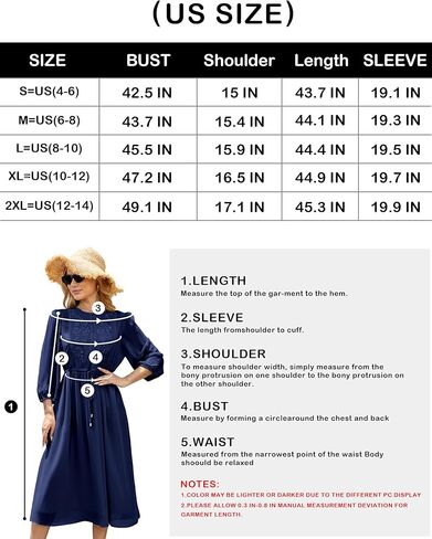 فستان نسائي كاجوال 3/4 كم خريفي، فستان طويل مطرز بالورود، رقبة دائرية، فستان متأرجح مع جيوب in Kuwait