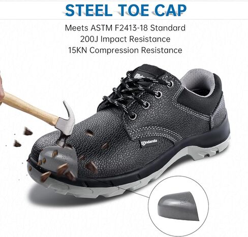 ANDANDA Steel Toe Shoes for Men Indestructible Puncture Proof Work Shoes Lightweight Comfortable Cowhide Upper Steel Toe Work Shoes for Construction Working in Saudi Arabia