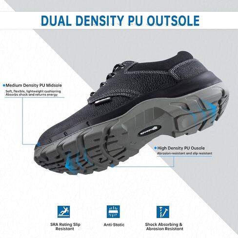 ANDANDA Steel Toe Shoes for Men Indestructible Puncture Proof Work Shoes Lightweight Comfortable Cowhide Upper Steel Toe Work Shoes for Construction Working in Saudi Arabia