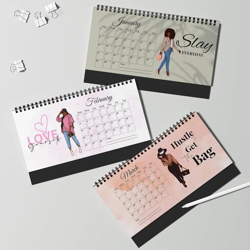 2025 Girl Boss Desk Calendar, Girl Bosses Rule the World, Black Women Girl Self Love Calendar, 2025 Planner, Seasonal Calendar, Golden Hot Girls Calendar 2025, 7 x 8 inches in Saudi Arabia