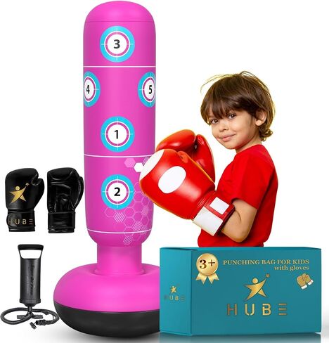 كيس ملاكمة قابل للنفخ للأطفال مع قفازات - 66 بوصة دمية ملاكمة للأعمار من 5 إلى 12 عامًا - هدايا رياضية للأولاد - ألعاب رائعة للأطفال - مجموعة ملاكمة لممارسة الكاراتيه، التايكوندو، فنون القتال المختلطة in Kuwait