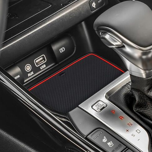 SMABEE Car Anti-Slip Gate Slot Cup Mat for Kia K3 FORTE Cerato 2021-2023 GT Center Console Liner Cup Holders Inserts Mat Door Pocket Liners Accessories (red) in Saudi Arabia