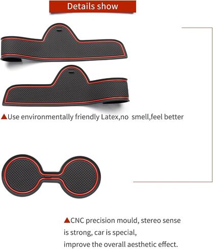 SMABEE Car Anti-Slip Gate Slot Cup Mat for Kia K3 FORTE Cerato 2021-2023 GT Center Console Liner Cup Holders Inserts Mat Door Pocket Liners Accessories (red) in Saudi Arabia