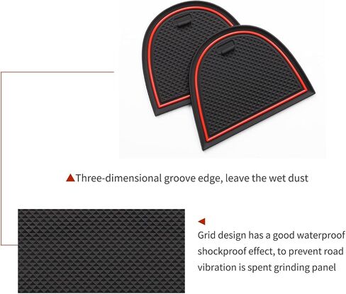 SMABEE Car Anti-Slip Gate Slot Cup Mat for Kia K3 FORTE Cerato 2021-2023 GT Center Console Liner Cup Holders Inserts Mat Door Pocket Liners Accessories (red) in Saudi Arabia