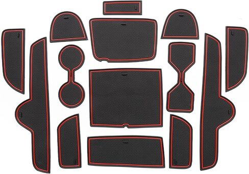 SMABEE Car Anti-Slip Gate Slot Cup Mat for Kia K3 FORTE Cerato 2021-2023 GT Center Console Liner Cup Holders Inserts Mat Door Pocket Liners Accessories (red) in Saudi Arabia