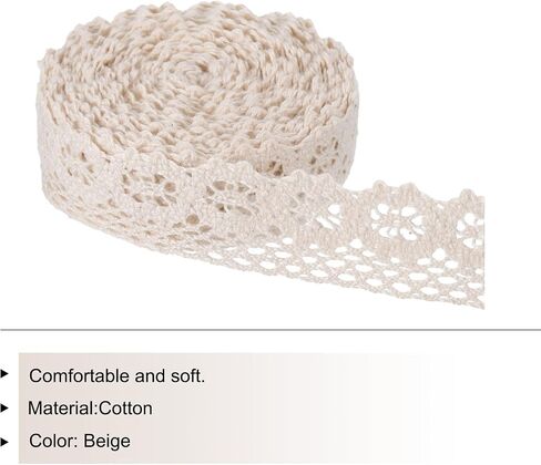 MECCANIXITY Lace Trim Ribbon 30 Yards 1 Inch Cotton Trim for Craft,Gift Wrappers,Headbands,Wedding Beige Style 11 in Saudi Arabia