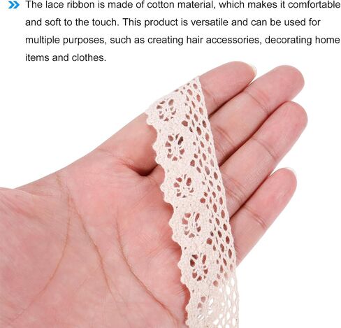 MECCANIXITY Lace Trim Ribbon 30 Yards 1 Inch Cotton Trim for Craft,Gift Wrappers,Headbands,Wedding Beige Style 11 in Saudi Arabia