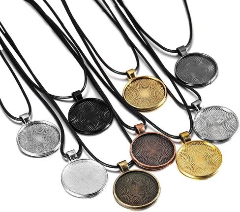DAHI Bezel Pendant Trays for Jewelry Making DIY Round Pendant Tray Charm Bezel Blanks Setting Cabochon Blank Base for DIY Jewelry Findings Making,Crafting Photo,Necklace,Pendant Making Visit the Oubaka Store in Saudi Arabia