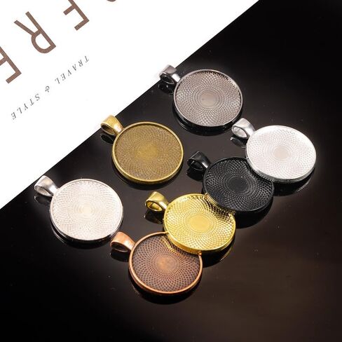 DAHI Bezel Pendant Trays for Jewelry Making DIY Round Pendant Tray Charm Bezel Blanks Setting Cabochon Blank Base for DIY Jewelry Findings Making,Crafting Photo,Necklace,Pendant Making Visit the Oubaka Store in Saudi Arabia
