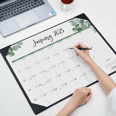 تقويم مكتب كبير 2024-2025 مع حصيرة مكتب، تقويم وسادة مكتب Cabbrix مقاس 22 × 17 بوصة يمتد من الآن إلى يونيو 2025، تقويم مكتب نشاف 2024-2025 للمدرسة المنزلية والمكتب in Kuwait