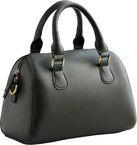 Vegan Leather Boston Bag For Women Vintage Top Handle Satchel Retro Casual Purse Classic Simple Shoulder Handbag in Saudi Arabia