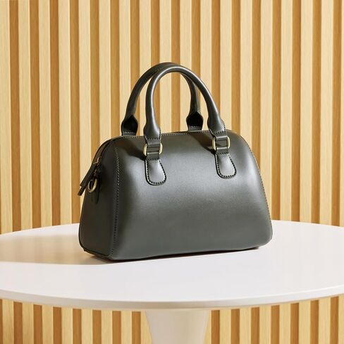 Vegan Leather Boston Bag For Women Vintage Top Handle Satchel Retro Casual Purse Classic Simple Shoulder Handbag in Saudi Arabia