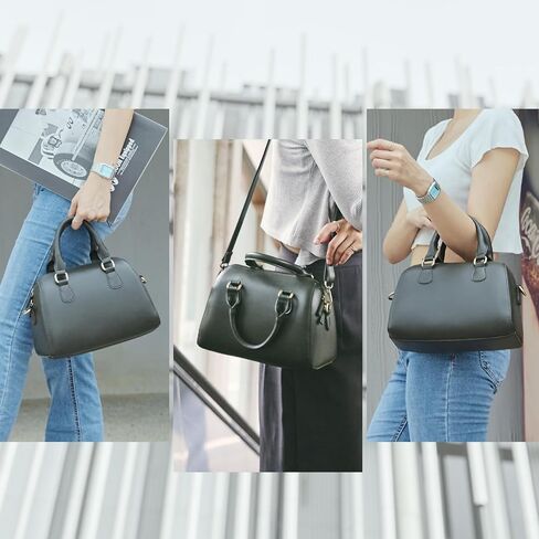 Vegan Leather Boston Bag For Women Vintage Top Handle Satchel Retro Casual Purse Classic Simple Shoulder Handbag in Saudi Arabia