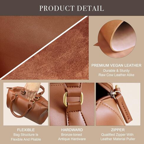 Vegan Leather Boston Bag For Women Vintage Top Handle Satchel Retro Casual Purse Classic Simple Shoulder Handbag in Saudi Arabia