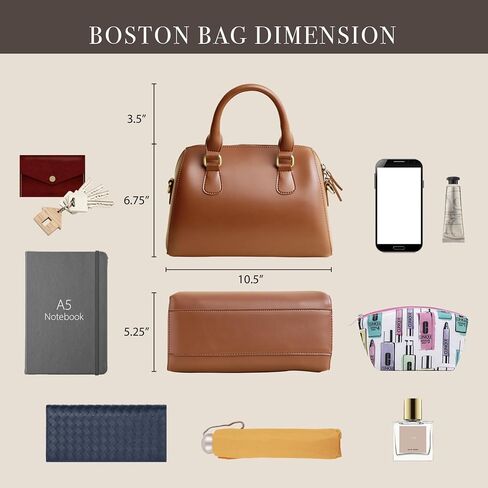 Vegan Leather Boston Bag For Women Vintage Top Handle Satchel Retro Casual Purse Classic Simple Shoulder Handbag in Saudi Arabia