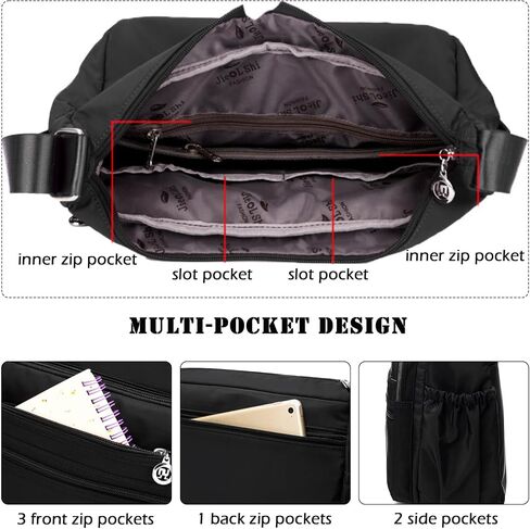 Women Crossbody bag Waterproof Shoulder Handbag Ladies Roomy Multi-Pocket Messenger Bag Travel Satchel Purse in Saudi Arabia