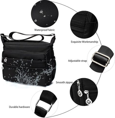 Women Crossbody bag Waterproof Shoulder Handbag Ladies Roomy Multi-Pocket Messenger Bag Travel Satchel Purse in Saudi Arabia