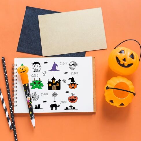 Hying Happy Halloween Clear Stamps for Card Making, Bats Spider's Web Jack-o'-Lantern Transparent Rubber Stamps for Bullet Journal DIY Scrapbook Handmade Crafts Notebook Halloween Decoration Stamps in Saudi Arabia