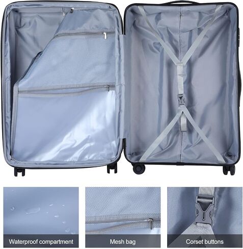 24 Inch Hardside Expandable Luggage, Checked Medium Luggage with TSA Lock & Spinner Silent Wheels, Lightweight ABS+PC Hardshell Suitcase, Dark Blue in Saudi Arabia