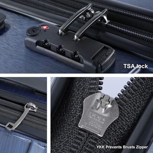 24 Inch Hardside Expandable Luggage, Checked Medium Luggage with TSA Lock & Spinner Silent Wheels, Lightweight ABS+PC Hardshell Suitcase, Dark Blue in Saudi Arabia