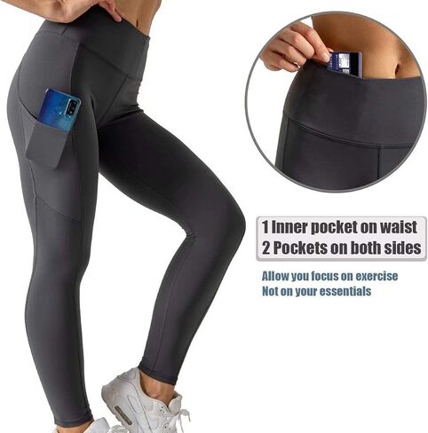 CJOY Women Yoga Leggings with Pockets High Waist Workout Leggings Tummy Control Stretch Leggings Yoga Pants in Saudi Arabia