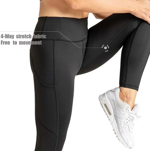 CJOY Women Yoga Leggings with Pockets High Waist Workout Leggings Tummy Control Stretch Leggings Yoga Pants in Saudi Arabia