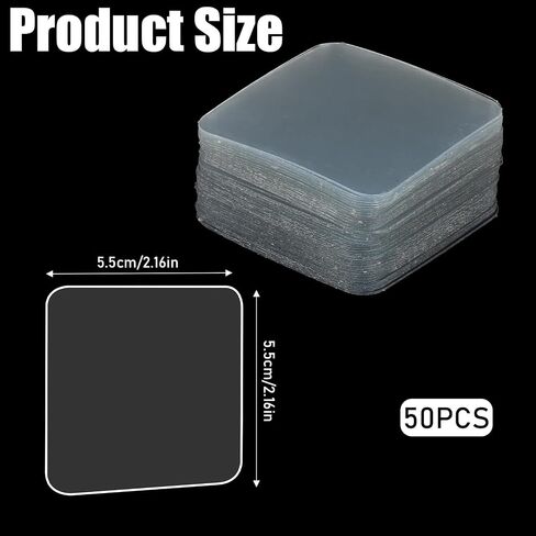 50Pcs Double Sided Adhesive Pads Wall Adhesive Sticky Pads, Large Double Sided Adhesive Pads for Mounting, 2.36in Two-Sided Mounting Squares Clear Tape for Walls Hanging Wall Mount Gel Clear 60mm in Saudi Arabia