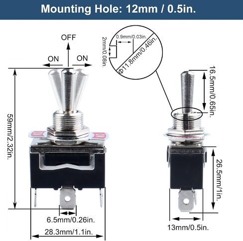 3Pcs SPDT Latching Toggle Switch 30A 12VDC/ 20A 120VAC ON/Off/ON 3Pin Electric Pull Push Switch with Waterproof Boot Cap and Spade Terminals for Car Truck Boat Marine in Kuwait